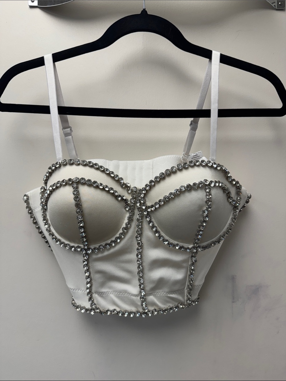 White Rhinestone-Trim Bustier Tank Top